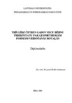 Diplomdarbs 'Trīs līdz četrus gadus vecu bērnu priekšstatu par ģeometriskām formām veidošanās', 1.