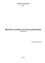 Konspekts 'Bipolārais tranzistors kā strāvas pastiprinātājs', 1.