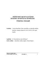 Referāts 'Pētījums par kvalitātes sistēmu ieviešanas iespējām tūrisma nozarē', 1.