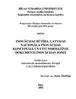 Konspekts 'Inovācijas būtība. Latvijas nacionālā inovācijas koncepcija un citi normatīvie d', 1.