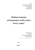 Referāts 'Reklāmas kampaņa priekšapmaksas mobilo sakaru kartei "Amigo"', 1.