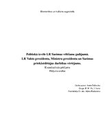 Referāts 'Politiskā izvēle LR Saeimas vēlēšanu gadījumā. LR Valsts prezidenta, Ministru pr', 1.