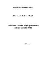 Referāts 'Vīriešu un sieviešu atšķirīgās vērtības mūsdienu sabiedrībā', 1.
