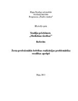 Referāts 'Ārsta profesionālās brīvības realizācijas problemātika veselības aprūpē', 1.