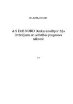 Diplomdarbs 'AS DnB NORD Bankas kredītportfeļa izvērtējums un attīstības prognozes nākotnē', 1.