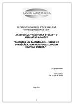 Konspekts 'Aristoteļa "Nikomaka ētikas" 5.grāmatas analīze', 1.