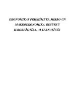 Konspekts 'Ekonomikas priekšmets. Mikro un makroekonomika. Resursu ierobežotība', 1.