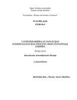 Konspekts 'Uzņēmējdarbība kā inovācijas komercializācijas process. Riski inovatīvajā darbīb', 1.