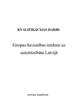 Referāts 'Eiropas Savienības ietekme uz autortiesībām Latvijā', 1.