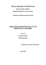 Konspekts 'Reklāmas efektivitāte', 1.