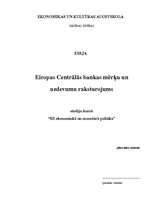 Eseja 'Eseja par Eiropas Centrālo banku un tās darbību', 1.