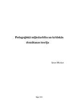 Konspekts 'Pedagoģiskā mijiedarbība un kritiskās domāšanas teorija', 1.
