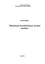 Referāts 'Mūsdienu kreditēšanas formu analīze', 1.
