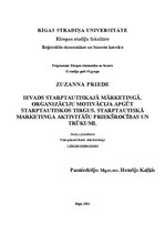 Konspekts 'Ievads starptautiskajā mārketingā. Organizāciju motivācija apgūt starptautiskos ', 1.