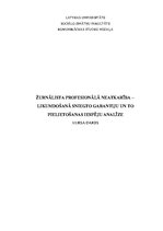 Referāts 'Žurnālista profesionālā neatkarība - likumdošanā sniegtās garantijas un to pieli', 1.