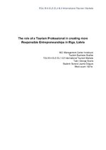 Referāts 'The Role of a Tourism Professional in Creating More Responsible Entrepreneurship', 1.