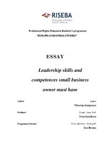 Eseja 'Leadership Skills and Competences Small business Owner Must Have', 1.