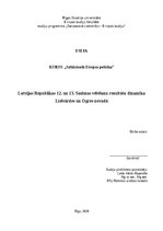 Eseja 'Latvijas Republikas 12. un 13. Saeimas vēlēšanu rezultātu dinamika Lielvārdes un', 1.