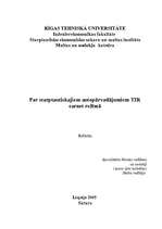 Referāts 'Par starptautiskajiem autopārvadājumiem TIR carnet režīmā', 1.