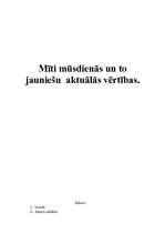 Referāts 'Mīti mūsdienās un jauniešu aktuālās vērtības', 1.