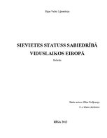 Referāts 'Sievietes statuss sabiedrībā viduslaikos Eiropā', 1.