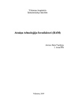 Referāts 'Atmiņu tehnoloģiju formfaktori (RAM)', 1.