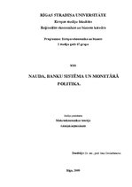Konspekts 'Nauda, banku sistēma un monetārā politika', 1.