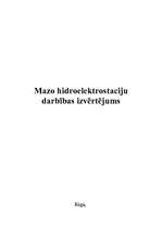 Referāts 'Mazo HES izvērtējums', 1.