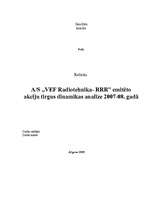Referāts 'A/S "VEF Radiotehnika- RRR" emitēto akciju tirgus dinamikas analīze 2007.-2008.g', 1.