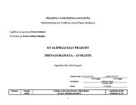 Prakses atskaite 'Kvalifikācijas prakses dienasgrāmata - atskaite', 1.