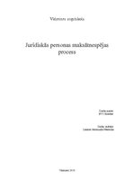Referāts 'Juridisko personu maksātnespējas likums', 1.
