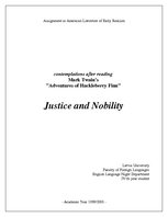 Konspekts 'Justice and Nobility - after Reading M.Twain's "Adventures of Huckleberry Finn"', 1.