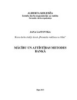 Referāts 'Mācību un attīstības metodes bankā', 1.