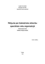 Referāts 'Pētījums par sabiedrisko attiecību speciālista vietu organizācijā', 1.