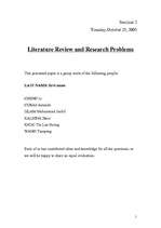 Referāts 'Literature Review and Research Problems', 1.