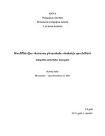 Konspekts 'Integrētas nodarbības konspekts kvalifikācijas eksāmenam pirmsskolā', 1.