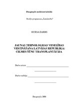 Referāts 'Jaunas tehnoloģijas veselības veicināšanai Latvijas Republikā: cilmes šūnu trans', 1.