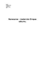 Referāts 'Renesanse – modernās Eiropas sākums', 1.