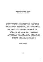 Diplomdarbs 'Lasītprasmes sekmēšanas iespējas bērniem ar viegliem garīgās attīstības traucēju', 1.