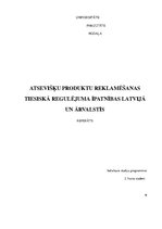 Referāts 'Atsevišķu produktu reklamēšanas tiesiskā regulējuma īpatnības Latvijā un ārvalst', 1.