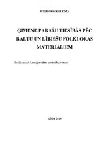 Eseja 'Ģimene parašu tiesībās pēc baltu un lībiešu folkloras materiāliem', 1.