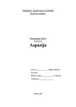 Referāts 'Aspazija', 1.