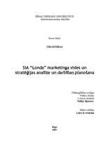 Referāts 'SIA "Londa" mārketinga vides un stratēģijas analīze un darbības plānošana', 1.