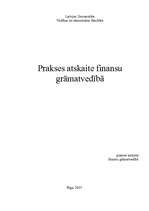 Prakses atskaite 'Prakses atskaite finanšu grāmatvedībā', 1.
