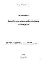 Referāts 'Jauniešu temperamenta tipa saistība ar sapņu veidiem', 1.