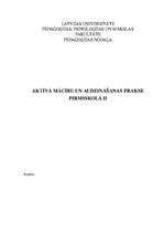 Prakses atskaite 'Aktīvā mācību un audzināšanas prakse pirmsskolā', 1.