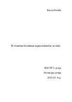 Referāts 'D vitamīna lietošanas nepieciešamība un riski', 1.