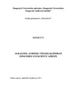 Konspekts 'Alkaloze, acidoze: cēloņi, klīniskās izpausmes un pacientu aprūpe', 1.