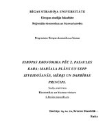Konspekts 'Eiropas ekonomika pēc Otrā pasaules kara: Maršala plāns un SEPP izveidošanās, mē', 1.