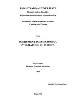 Konspekts 'Instrument in EU Economic Integration: EU Budget', 1.